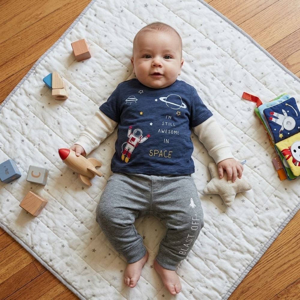 Carter's Baby Boy's Jogger Sets, 2 Sets Long Sleeve Tees and Sweats, 6 Months - Picture 6 of 10
